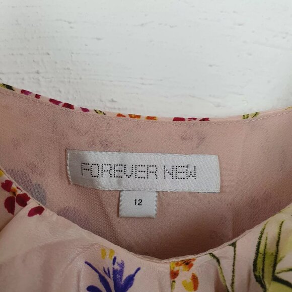 Forever New Womens Apricot Floral Silk Sleeveless Short Dress Size 12 - Picture 5 of 6